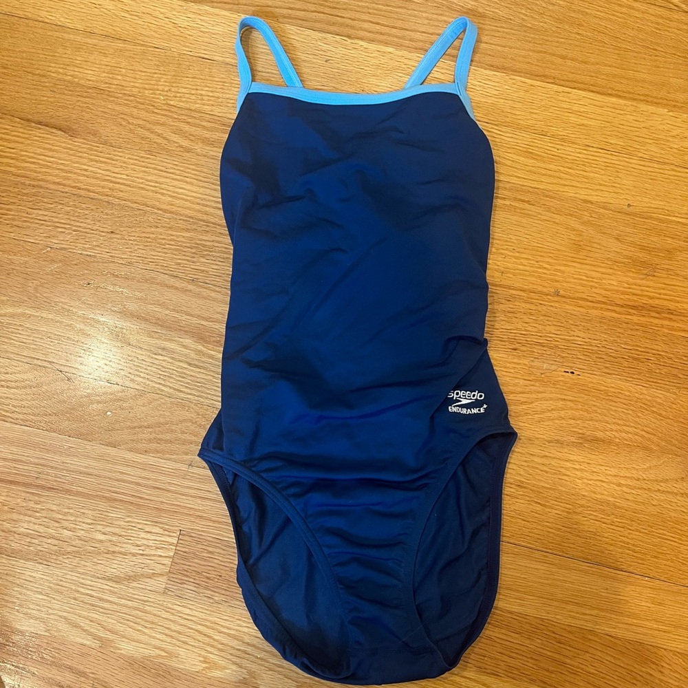Two colored blue Speedo bathing suit